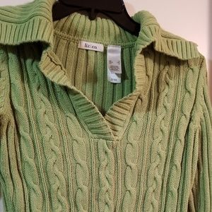 Liz & Co. V-Neck sage green sweater long sleeve